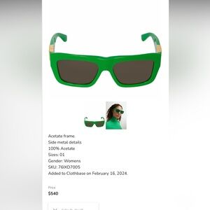 BOTTEGA VENETA BV1178S Acetate Sunglasses in trendy green.